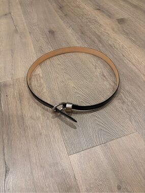 Jacqueline Ferrar Black Leather Knot Belt with Silver Buckle